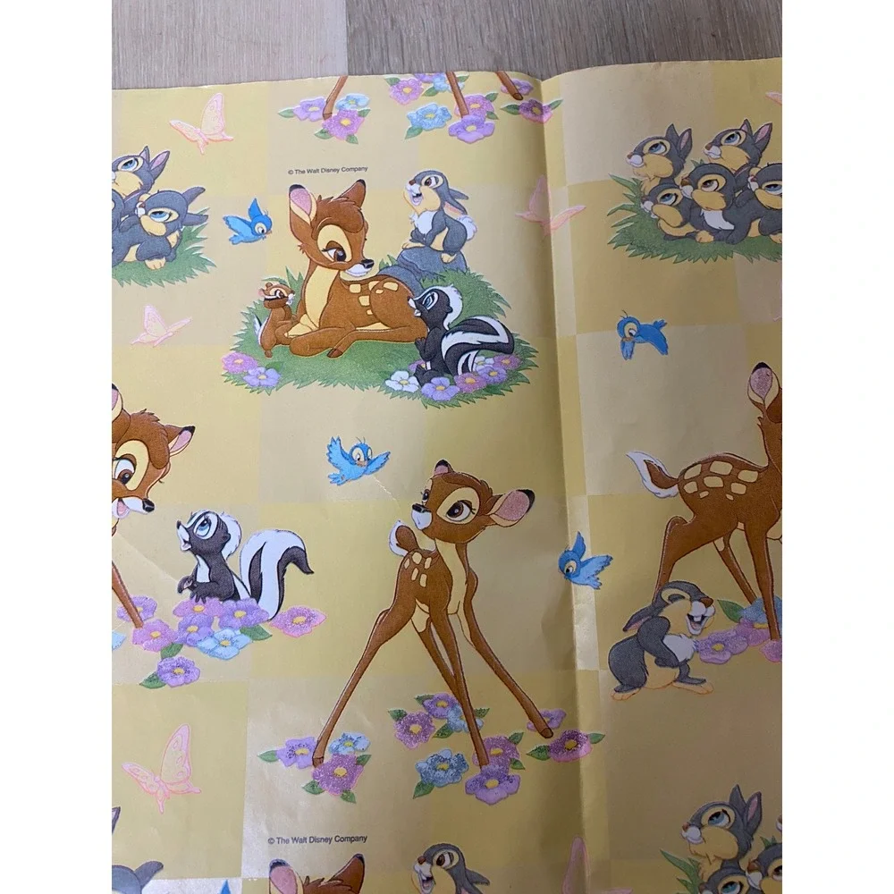 Vintage Disney Bambi Wrapping Paper 1 Sheet Thumper Flower Skunk Craft Paper